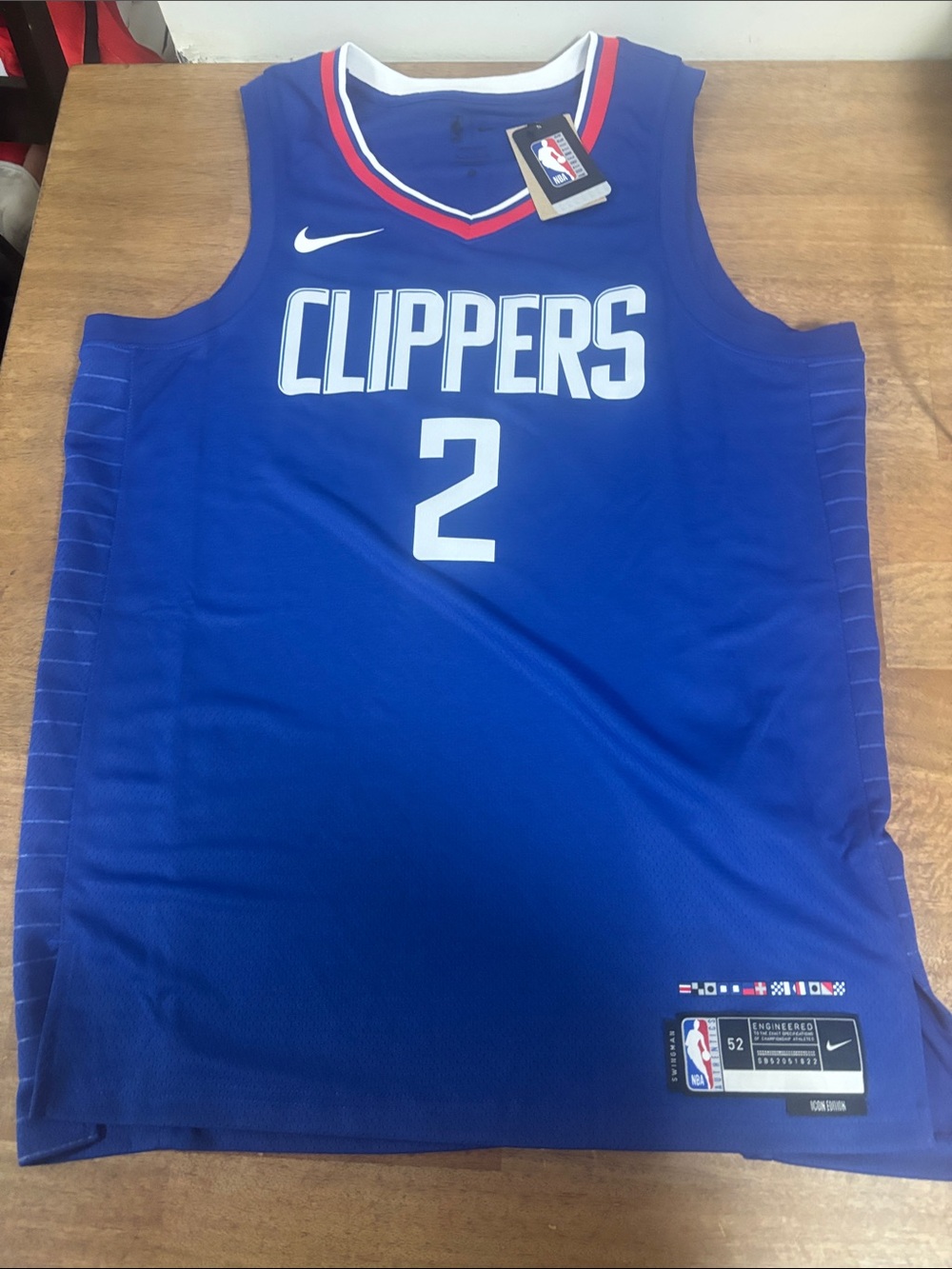 Nike Blue Los Angeles Clippers #2 Jersey with Red/White Trim
